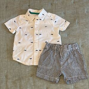 9M button down shirt and shorts set